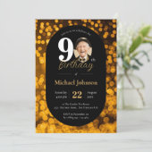 ブラックゴールドボケ写真 90歳の誕生日 招待状 (スタンド正面)