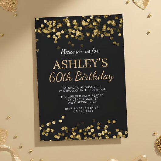ブラックゴールドボケ60歳の誕生日パーティー 招待状