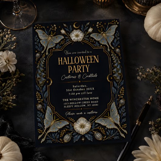 ブラックゴールドボタニカルハロウィンパーティー 招待状
