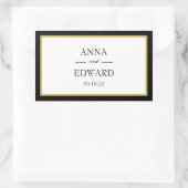 ブラックゴールドボーダーブライドグルーム長方形ステッカー 長方形シール (バッグ)