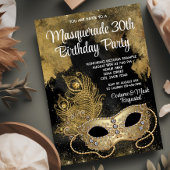 ブラックゴールドマスカレードパーティー 招待状
