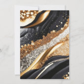 ブラックゴールドマーブルグリッターエレガントウェディング 招待状 (裏面)