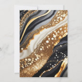 ブラックゴールドマーブルグリッターエレガントウェディング 招待状 (裏面)