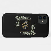 ブラックゴールドモノグラムグリーナリーフラワー Case-Mate iPhoneケース (裏面(横))