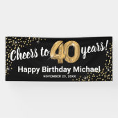 ブラックゴールドラメ 40歳の誕生日 横断幕 (横)
