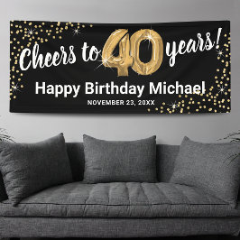 ブラックゴールドラメ 40歳の誕生日 横断幕