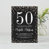 ブラックゴールドラメ 50歳の誕生日パーティー 招待状 (スタンド正面)