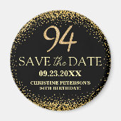 ブラックゴールドラメ 94歳の誕生日を保存する日付 マグネット (正面)