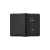 ブラックゴールドロゴ ビジネスモノグラム ポケットMoleskineノートブック (オープン)