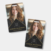 ブラックゴールドロゴ モダンな写真 プロフェッショナル バッジ (Front & Back)