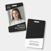 ブラックゴールド企業ロゴ従業員ID バッジ (正面＆裏面)
