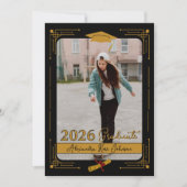 ブラックゴールド写真 2026年卒業発表 招待状 (正面)