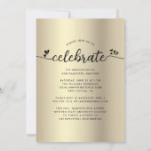 ブラックゴールド卒業式４ フォト　カリグラフィー ハーツ 招待状 (裏面)