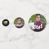 ブラックゴールド卒業3写真太字タイポグラフィー コンフェッティ (裏面)