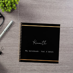 ブラックゴールド名スクリプト ミニマリスト ノートブック