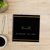 ブラックゴールド名スクリプト ミニマリスト ノートブック