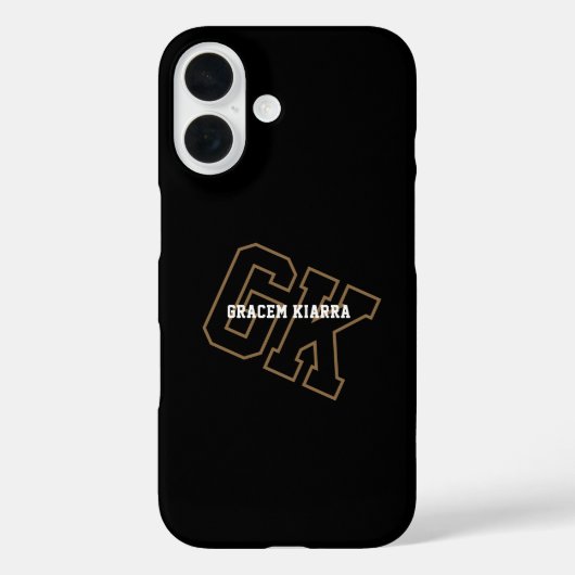 ブラックゴールド大学ユニバーシティモノグラムイニシャル Case-Mate iPhoneケース (裏面)