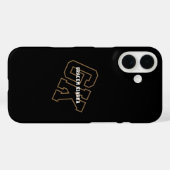 ブラックゴールド大学ユニバーシティモノグラムイニシャル Case-Mate iPhoneケース (裏面 (横))