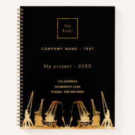 ブラックゴールド建設クレーン ビジネス ロゴ ノートブック