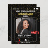 ブラックゴールド投票ホームカミングクイーン フライヤーテンプレート 招待状 (正面/裏面)