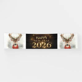 ブラックゴールド新年パーティーバナー 横断幕