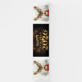 ブラックゴールド新年パーティーバナー 横断幕 (縦)