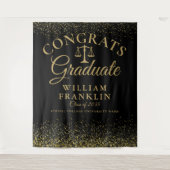 ブラックゴールド法科大学院卒業写真用背景 タペストリー (正面)