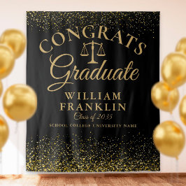 ブラックゴールド法科大学院卒業写真用背景 タペストリー