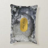 ブラックゴールド箔の海の結晶の署名 アクセントクッション (裏面(縦))