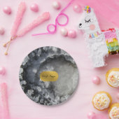 ブラックゴールド箔の海の結晶の署名 ペーパープレート (パーティー)