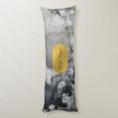 ブラックゴールド箔の海の結晶の署名 ボディピロー (裏面 (縦))