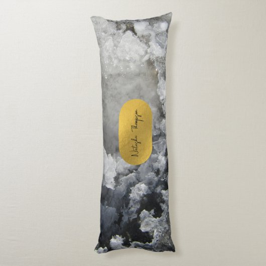 ブラックゴールド箔の海の結晶の署名 ボディピロー (裏面 (縦))