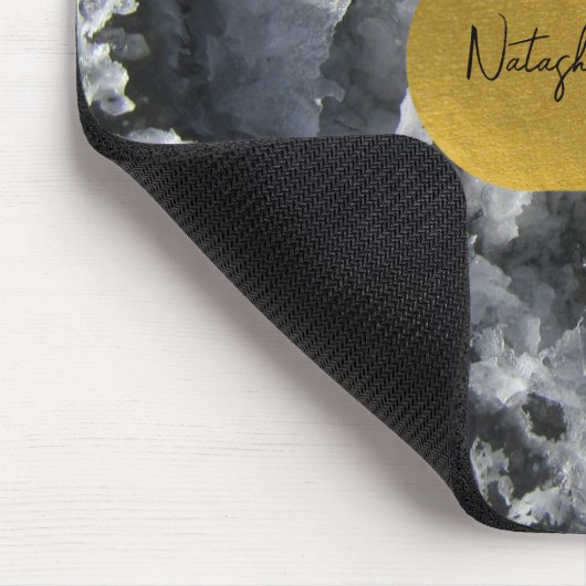 ブラックゴールド箔の海の結晶の署名 マウスパッド (コーナー)