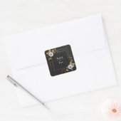 ブラックゴールド箔フラワー正方形幾何学柄 ウェディング スクエアシール (封筒)