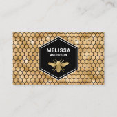 ブラックゴールド箔六角ハニカムハニチミツバチ 名刺 (正面)