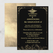 ブラックゴールド箔 獣医学 学位取得 招待状 (正面/裏面)