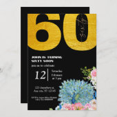ブラックゴールド金ゴールドピーコック60誕生日招待状 招待状 (正面/裏面)