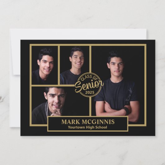 ブラックゴールド高校クラス2024卒業式 招待状 (正面)