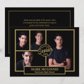 ブラックゴールド高校クラス2024卒業式 招待状 (正面/裏面)