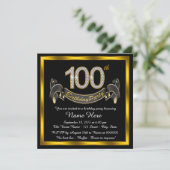 ブラックゴールド100歳の誕生日パーティー 招待状 (スタンド正面)