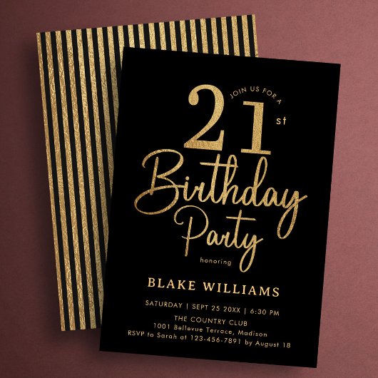 ブラックゴールド21歳の誕生日 招待状