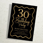 ブラックゴールド30歳の誕生日ウェーブボーダー 招待状