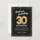 ブラックゴールド30歳の誕生日 サンキューカード (正面)