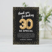 ブラックゴールド30歳の誕生日 サンキューカード (スタンド正面)