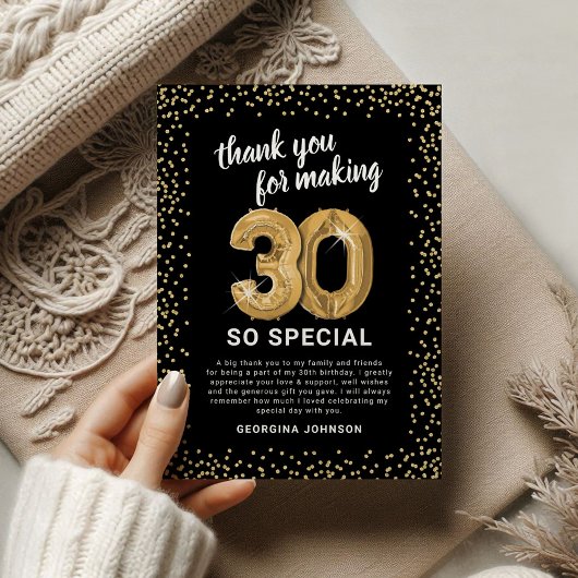 ブラックゴールド30歳の誕生日 サンキューカード