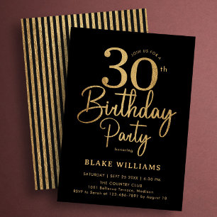 ブラックゴールド30歳の誕生日 招待状
