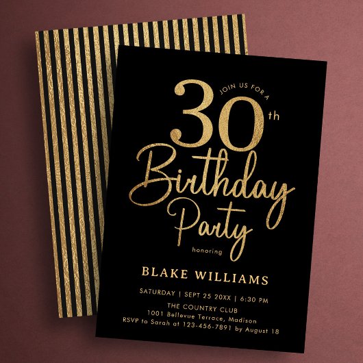 ブラックゴールド30歳の誕生日 招待状