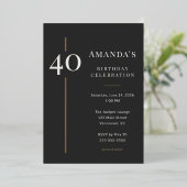 ブラックゴールド40周年記念のお祝い 箔招待状 (立ち正面)
