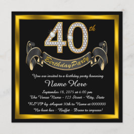 ブラックゴールド40歳の誕生日パーティー 招待状