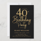 ブラックゴールド40歳の誕生日 招待状 (正面)